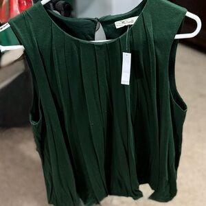 Madewell Dark Green Pleated Tank Top